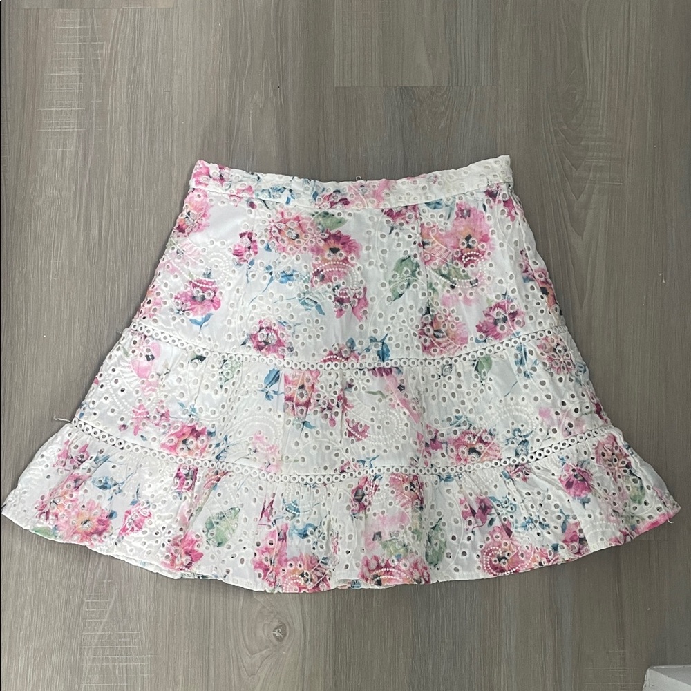 Aqua Floral Eyelet Skirt